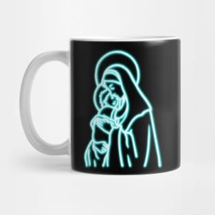 Blue Neon Virgin Mary Mug